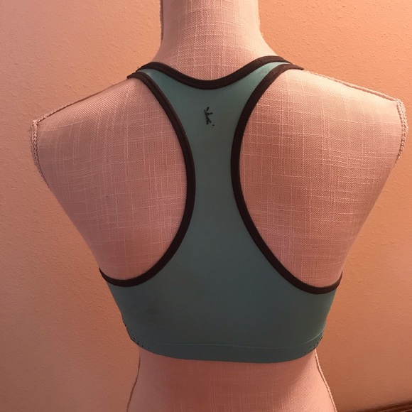 Sports bra blue with black trim light padding v neck very flattering pretty bra - Picture 4 of 5